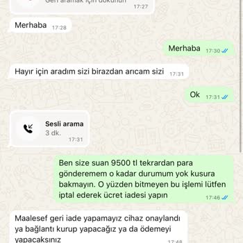 Ödeme Sonrası Ek Ücret Talebi Ve Paramın İade Edilmemesi