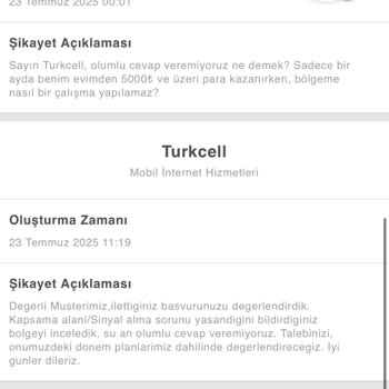 Turkcell Hizmetlerinde Süregelen Kapsama Ve Bağlantı Sorunu Nedeniyle Mağduriyet