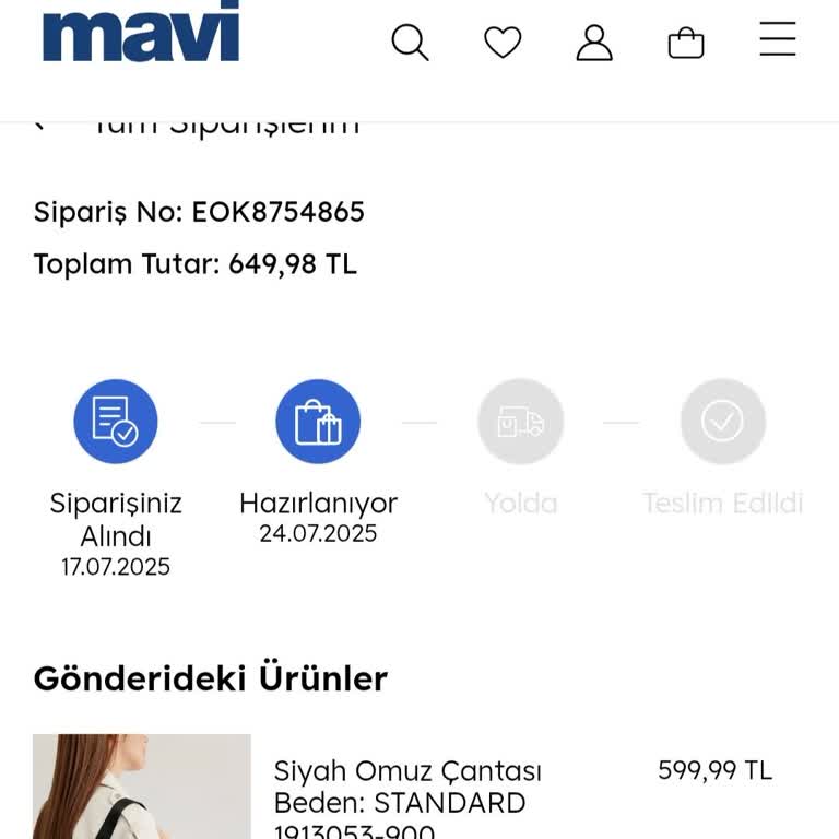 Maviden Sipariş Ettiğim Çanta Zamanında Teslim Edilmedi Hediye Veremedim