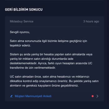 Yanlış Hesaba UC Yüklemesi Ve Destek Eksikliği