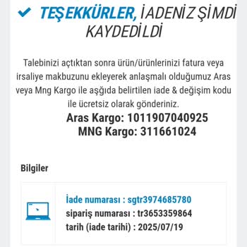 Siparişim Eksik Geldi Çadırım Ulaşmadı