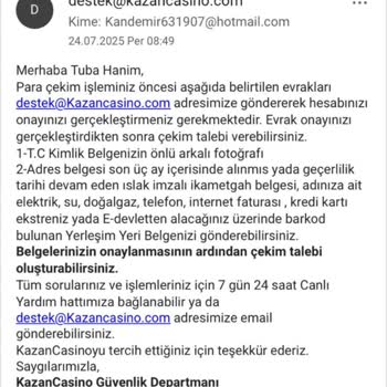 Kazancasino Kazanç Sonrası Evrak Süreci Mağduriyeti