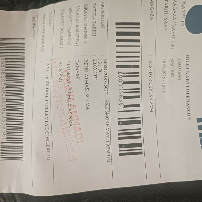 Garanti Süresi İçinde Onaylanmayan Kot Pantolon Şikayeti