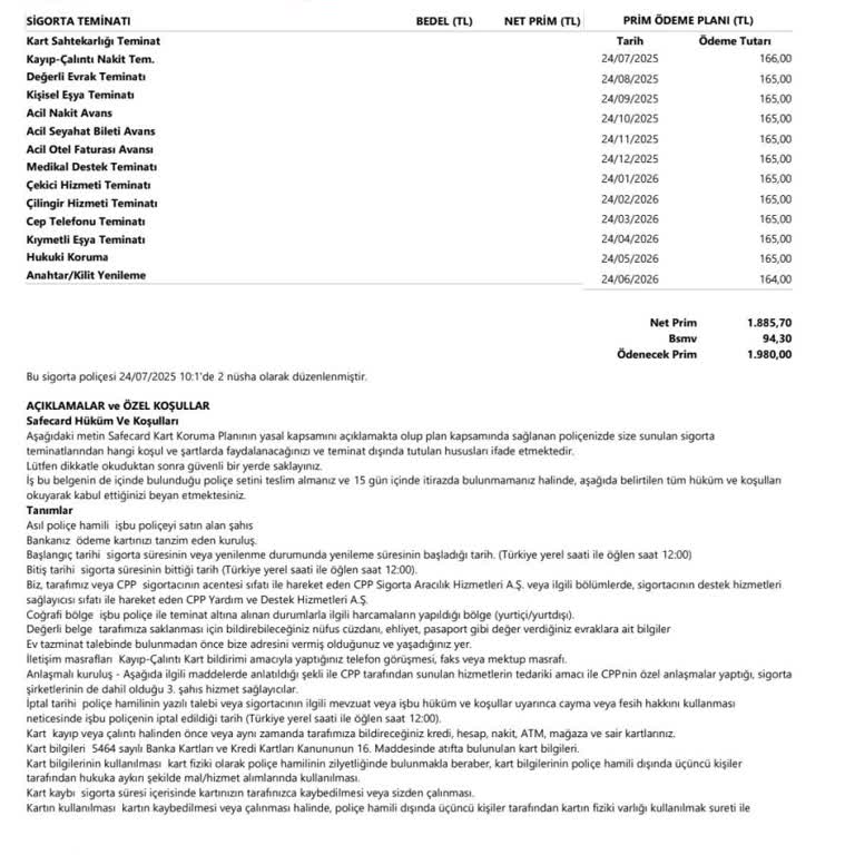 İzinsiz Kart Koruma Sigortası Ve Hesaptan Para Çekilmesi