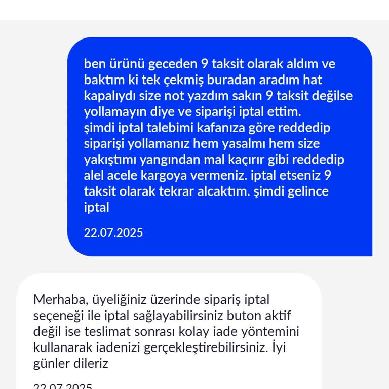 Sipariş İptali Sonrası Kargo Ve İade Sürecinde Yaşanan Sorunlar