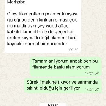 Sorunlu Filament Ve Yetersiz Müşteri Hizmetleri Deneyimi