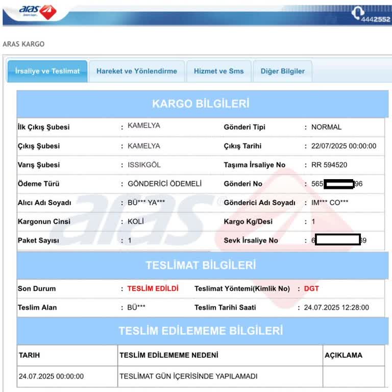 Teslim Edilmediği Halde Teslim Edilmiş Gösterilen Kargo Hakkında Şikayet
