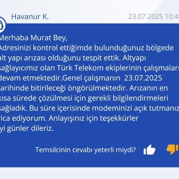 Uzun Süreli İnternet Kesintisi Ve Yetersiz Bilgilendirme Nedeniyle Mağduriyet