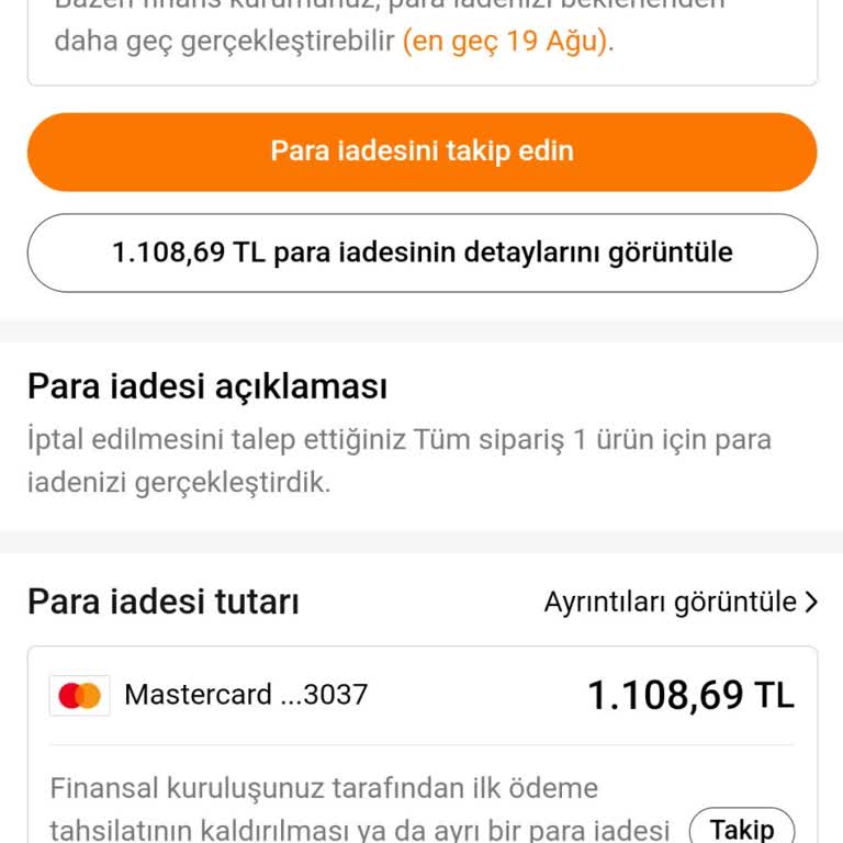 Siparişi İptal Ettim Param İade Edilmedi İade Ekranı Da Kayboldu