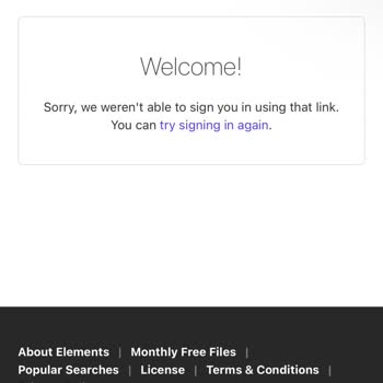 Envato Elements lässt keine Anmeldung oder Abo zu, Fehler bei jedem Versuch