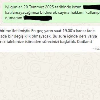 Kurs İptali Ve Ücret İadesi Taleplerime Yanıt Alamıyorum
