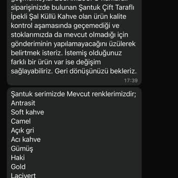 Stokta Görünen Ürünler Gönderilmedi