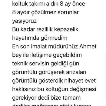 Aldığım Koltuk Takımı İçin 8 Aydır Çözüm Bulunamıyor