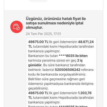 Hepsiburada Siparişim Hatalı Fiyat Gerekçesiyle İptal Edildi, Mağdur Edildim