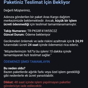 Aras Kargo Adı Kullanılarak Gönderilen Sahte E-Posta Hakkında Uyarı