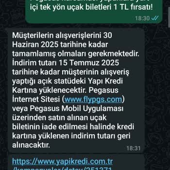 Yapı Kredi Pegasus 1 TL Bilet Kampanyasında Hak Edilen İade Yapılmadı, Mağduriyet Yaşanıyor