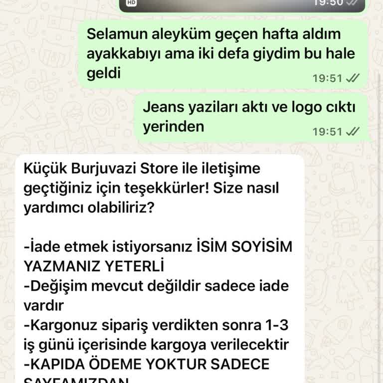 Aldığım Ürünler İlk Kullanımda Küçüldü Ve Mağdur Oldum