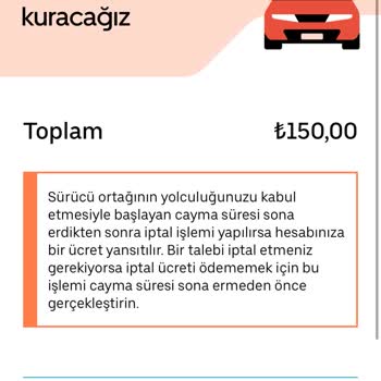 Uber Yolculuğu İptal Edildi Kartımdan Yüksek Tutar Çekildi