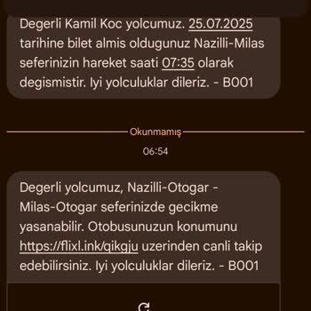 Kamil Koç Sefer Saatinin Sürekli Değişmesi Ve Uzun Süreli Rötar Nedeniyle Yaşanan Mağduriyet