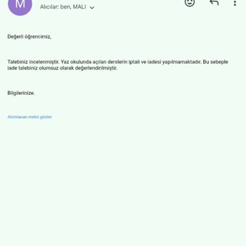 Yaz Okulu Ücret İadesi Talebim Sonuçsuz Kaldı