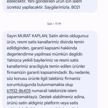 Garanti Kapsamında Olmayan Ürün Nedeniyle Mağduriyet Ve Yüksek Kargo Ücreti