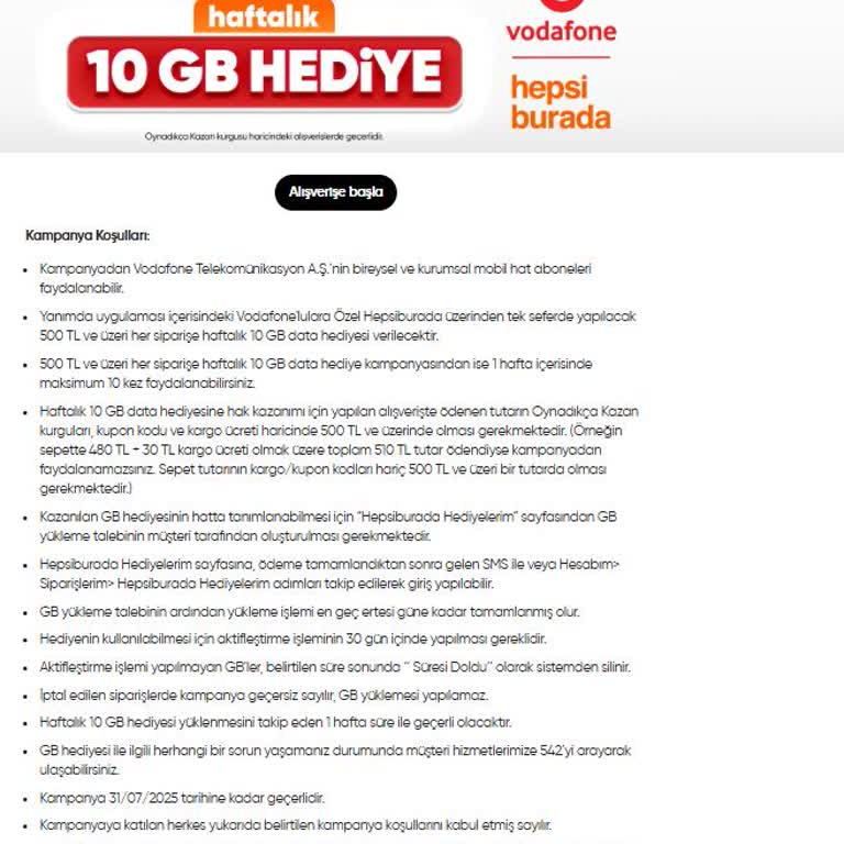 Vodafone Ve Hepsiburada Hediye İnternet Kampanyasında Yaşanan Mağduriyet Ve Müşteri Hizmetleri Sorunları