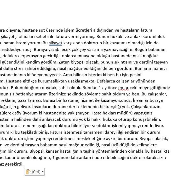 Hastanede Fatura Verilmemesi Ve Saygısız Davranışlar