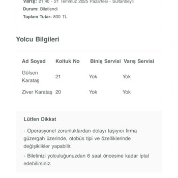 Otobüs Seferi Gecikmesi Ve Bilet İadesinde Yaşanan Sorun