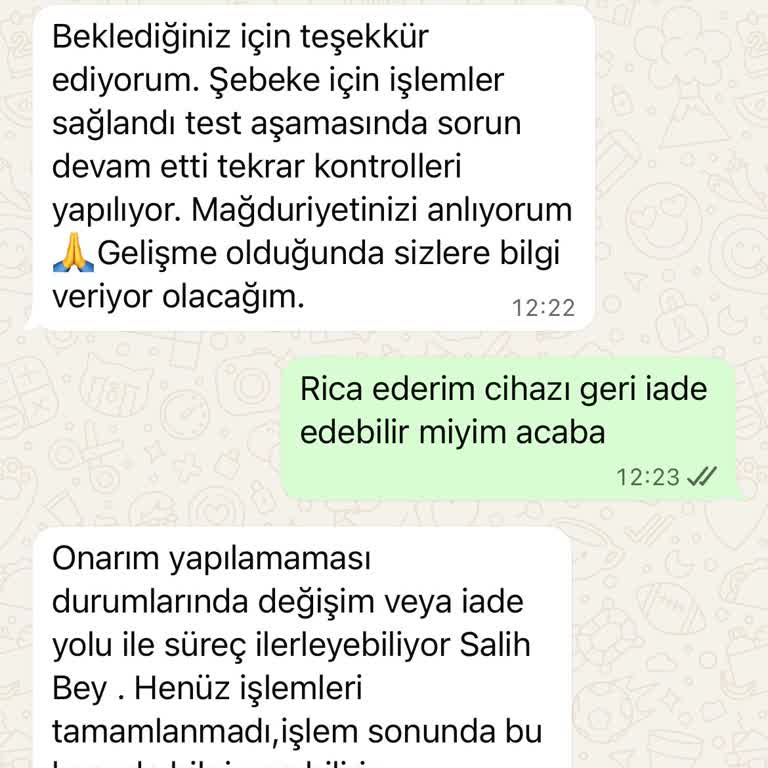 Yenilenmiş Cihazda Şebeke Sorunu Ve İade Problemi