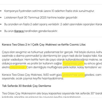 Paslanan Çay Makinesi Ve Çözülmeyen Müşteri Hizmetleri Sorunu