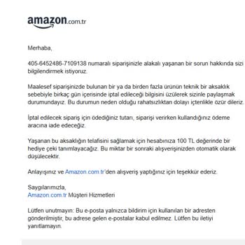 Siparişim Teslim Edilmeden İptal Edildi Amazon Hayal Kırıklığı
