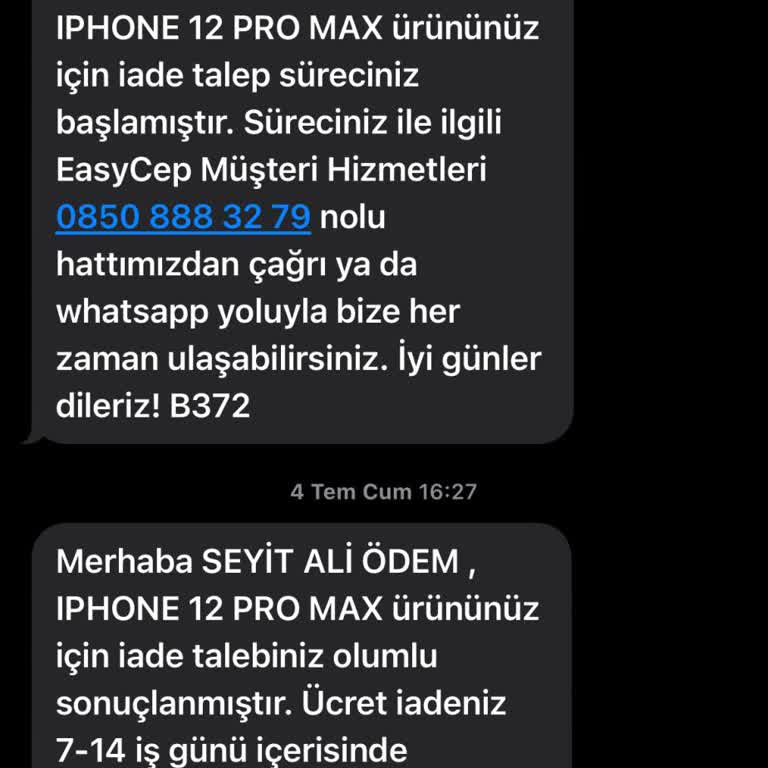 EasyCep İade Sürecinde Paramı Alamadım Muhatap Yok
