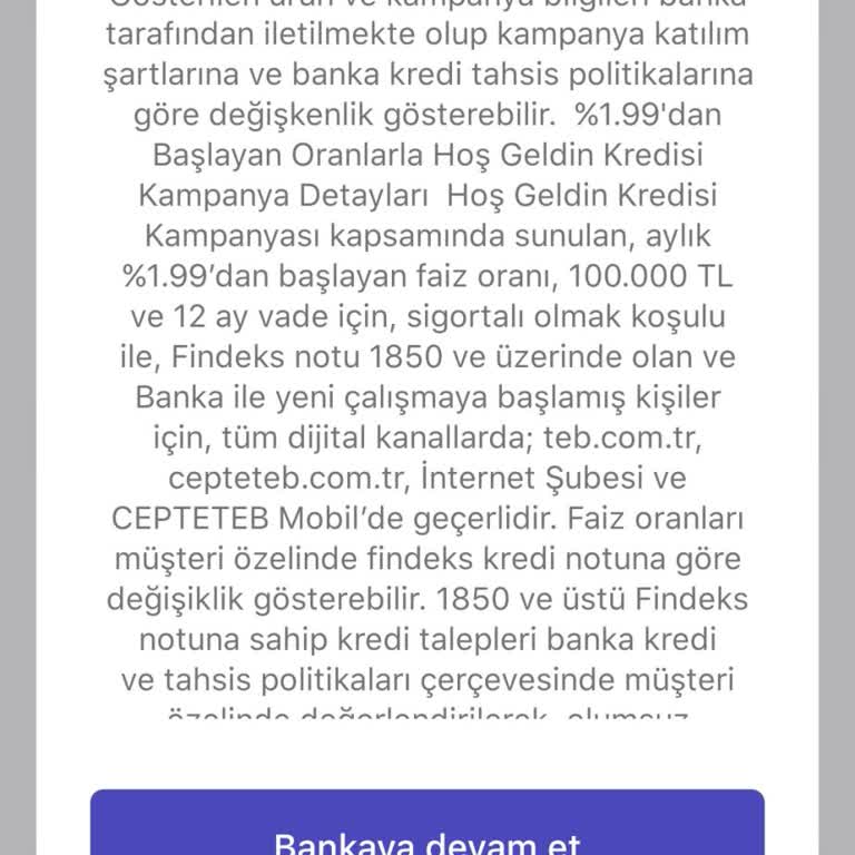 TEB'de Reklamda Belirtilen Faiz Oranından Farklı Kredi Oranı Sunulması