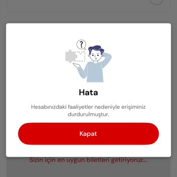 Hesap Erişim Engeli Nedeniyle Bilet Alamama Sorunu