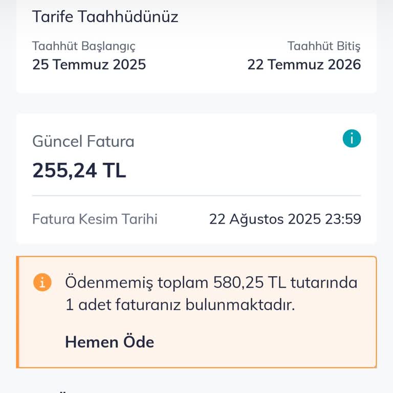 Taahhüt Yapılmadan Yüksek Fatura Şoku