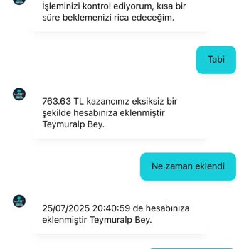 Kazandığım Bahis Tutarı Eksik Yatırıldı, Destek Çözüm Sunmadı