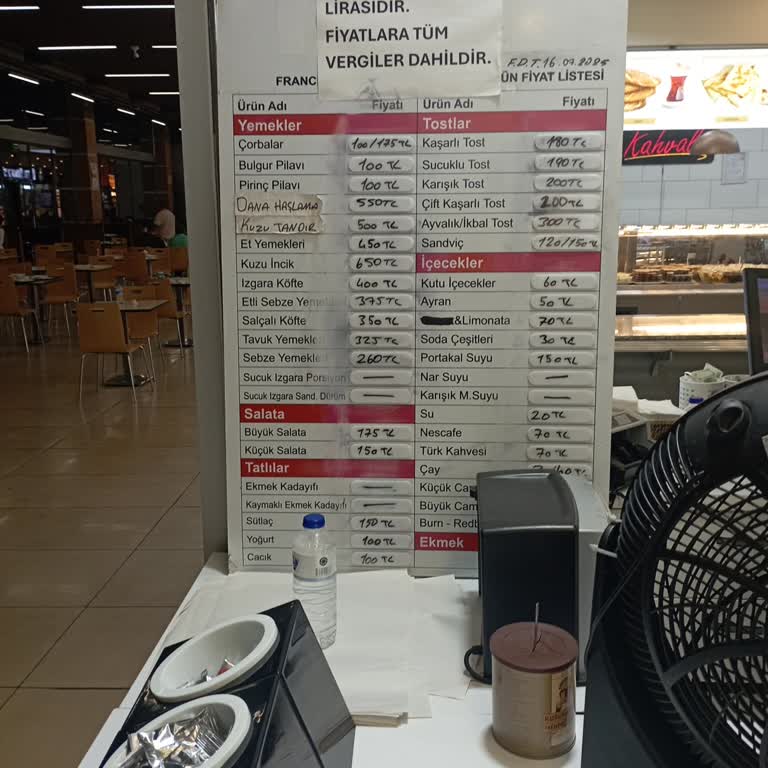 Fiyat Listesinde Olmayan Yemek Ücretleriyle Karşılaşmak