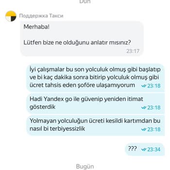 Yandex GO'da Haksız Ücret Kesintisi Ve Yanlış Sürücü Bilgisi Sorunu