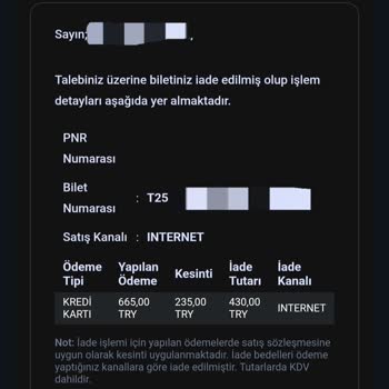 YHT Bilet İadesinde Yüksek Kesintiyle Karşılaştım, Eksik Bilgilendirme Mağduriyeti