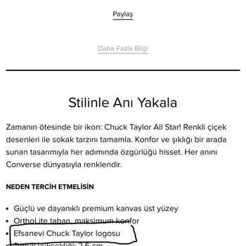 Aldığım Converse Ayakkabıda Beklenen Chuck Taylor Logosu Yok