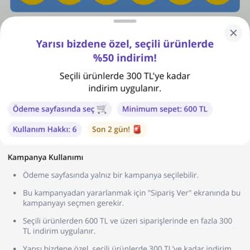 Getir'de Kampanya Koşulları Sürekli Değişiyor, Alışveriş Yapamıyorum