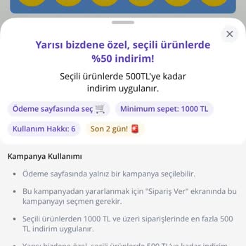 Getir'de Kampanya Koşulları Sürekli Değişiyor, Alışveriş Yapamıyorum