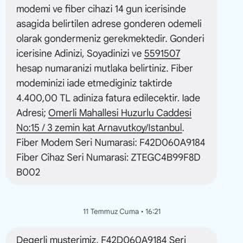 Millenicom Bende Olmayan Cihaz İçin 2.000 TL Haksız Fatura Çıkardı