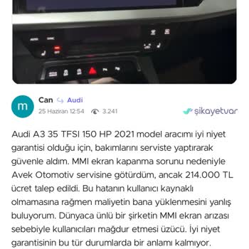 Audi A3'te Kronik Ekran Arızası Ve Yetersiz Çözüm