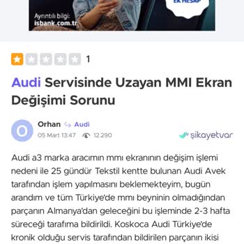 Audi A3'te Kronik Ekran Arızası Ve Yetersiz Çözüm