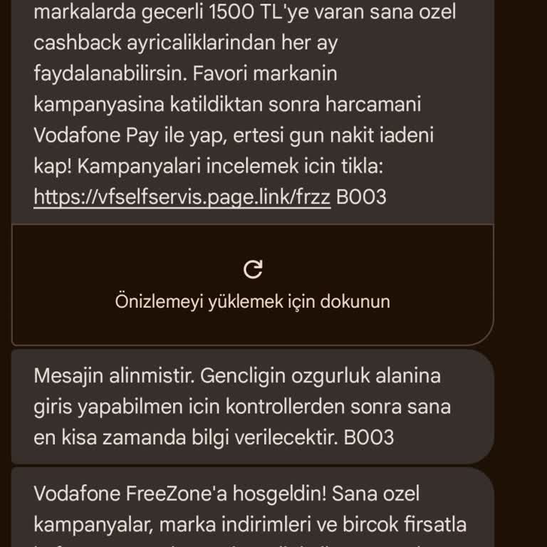 Vodafone FreeZone Kampanya Hediyeleri Hattıma Tanımlanmadı