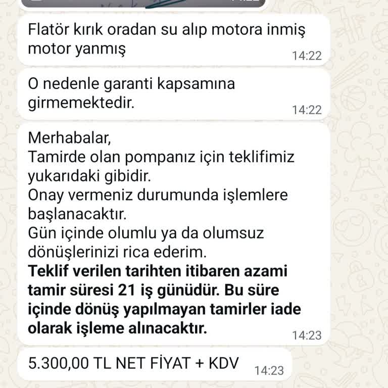 Garanti Kapsamı Dışında Bırakılan Pompa Arızası Ve Çözüm Eksikliği