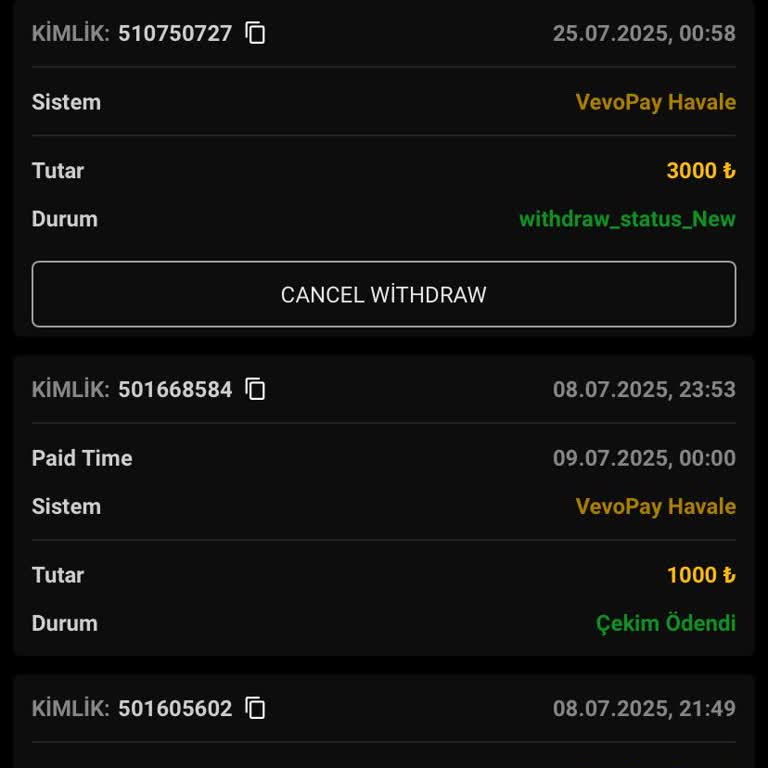 Kazanç Sonrası Çekim İşlemi Yapılmıyor, Destek Yok