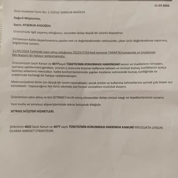 Setrms Ürünü Kısa Sürede Deforme Oldu, Değişim Talebi Reddedildi