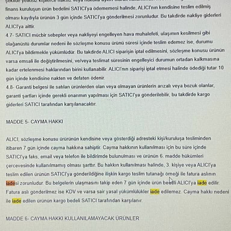 İade Kargo Ücreti Haksız Yere Kesildi